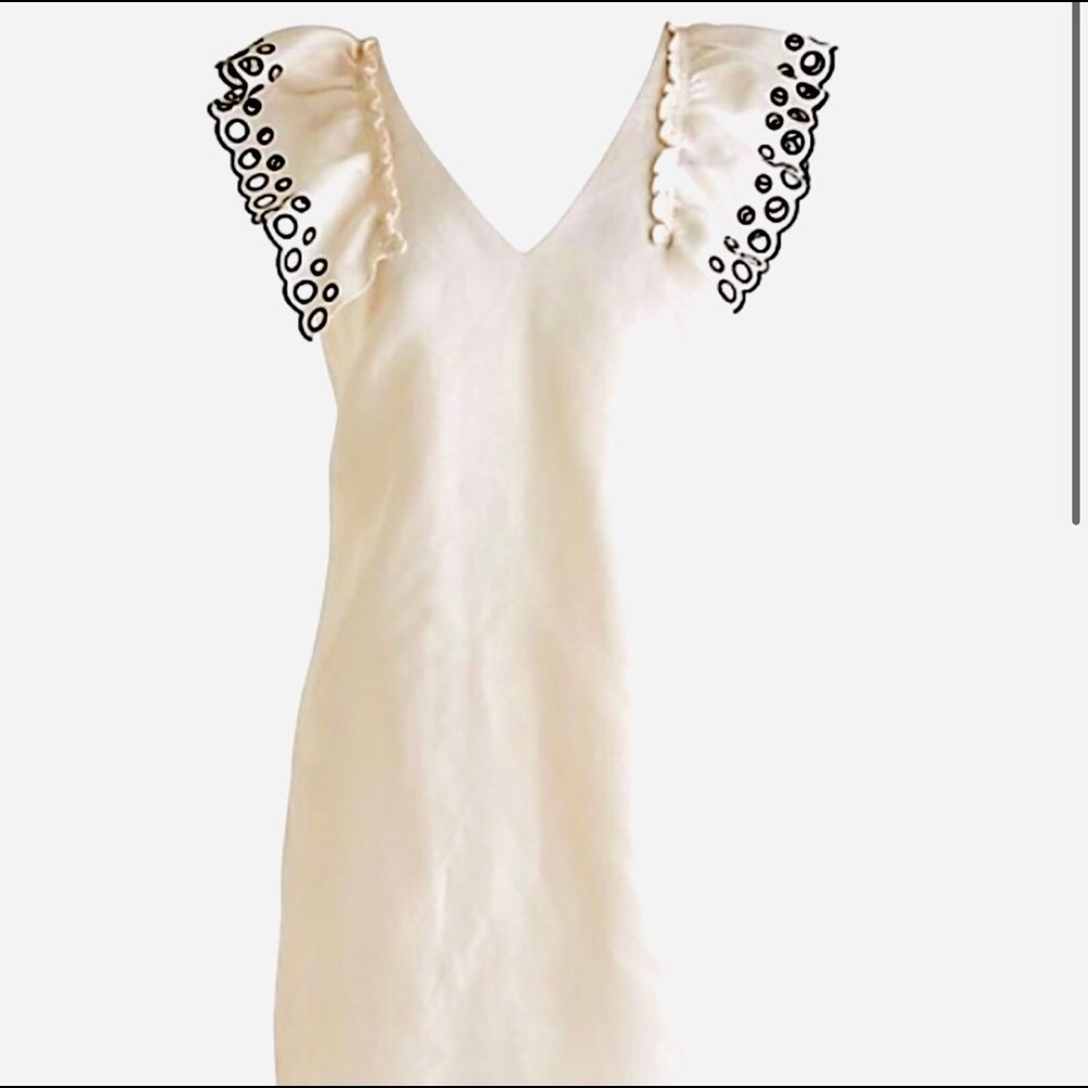 J Crew 🤍🖤 Eyelet Flutter Shoulder Dress - Picture 4 of 6